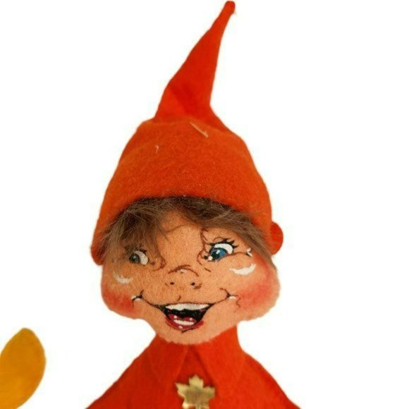 (2) ANNALEE 10" Orange Elf Helper & Yellow Elf Helper Standing Elves Autumn Fall - Picture 4 of 6